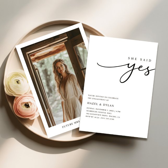 Invitation Script Trendy Minimal Mariage Photo Fiançailles (Créateur téléchargé)