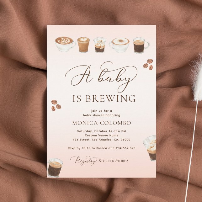 Invitation Script Un bébé brasse un Baby shower de café rose (Créateur téléchargé)