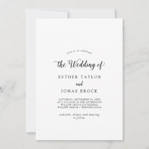 Invitation Script vintage avant et arrière du Mariage de