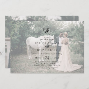 Invitation Script vintage Mariage photo horizontal dégradé