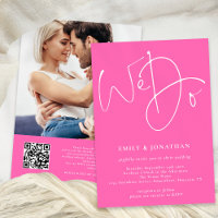 Script We Do Photo QR Code Hot Pink Mariage
