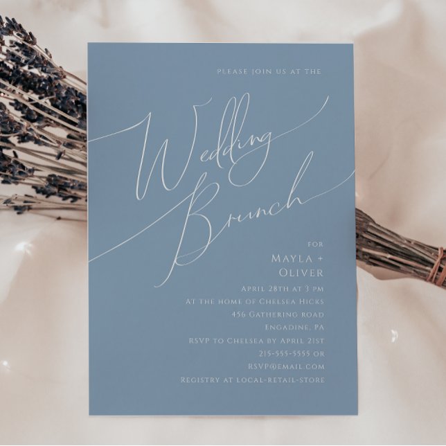 Invitation Script Whimsical | Brunch Mariage Dusty Blue (Créateur téléchargé)