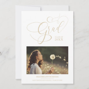 Invitation Script Whimsical Chic Gold Modern Photo Graduation