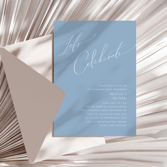 Invitation Script Whimsical | Dusty Blue Célébrons (Créateur téléchargé)