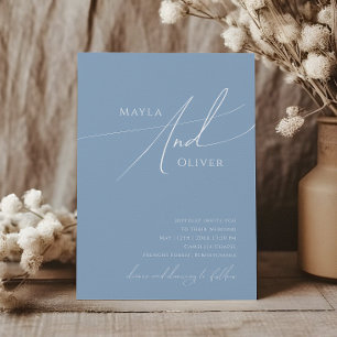 Invitation Script Whimsical Dusty Blue Mariage Décontracté