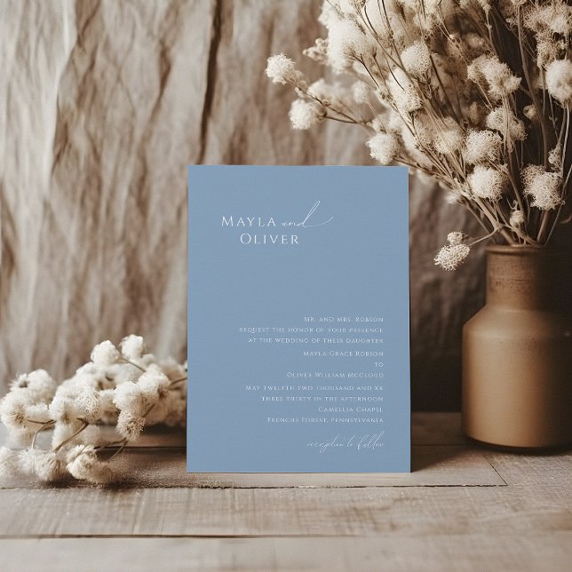Invitation Script Whimsical | Dusty Blue Mariage traditionnel (Créateur téléchargé)