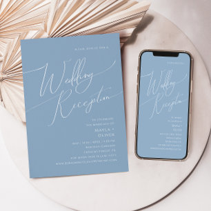 Invitation Script Whimsical   Dusty Blue Wedding Réception