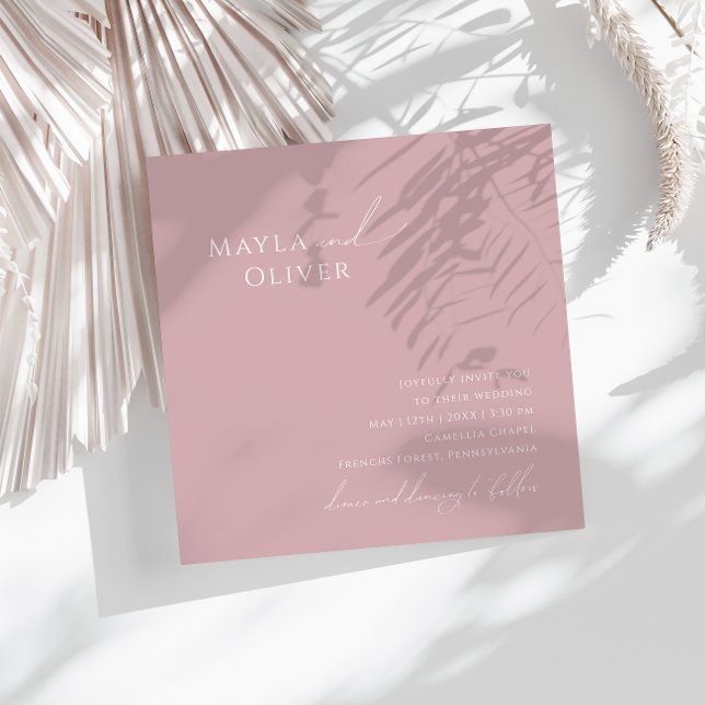 Invitation Script Whimsical | Dusty Rose Mariage Carré (Créateur téléchargé)