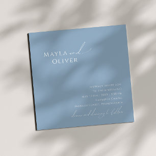Invitation Script Whimsical Mariage Carré Dusty Blue