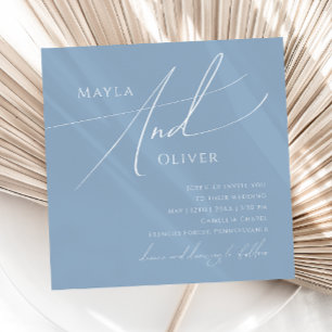 Invitation Script Whimsical Mariage Carré Dusty Blue