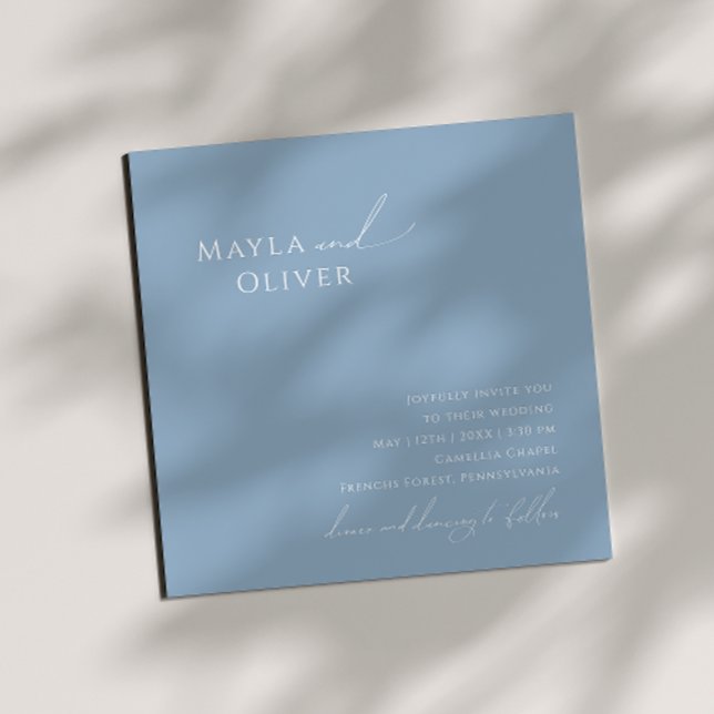 Invitation Script Whimsical | Mariage Carré Dusty Blue (Créateur téléchargé)