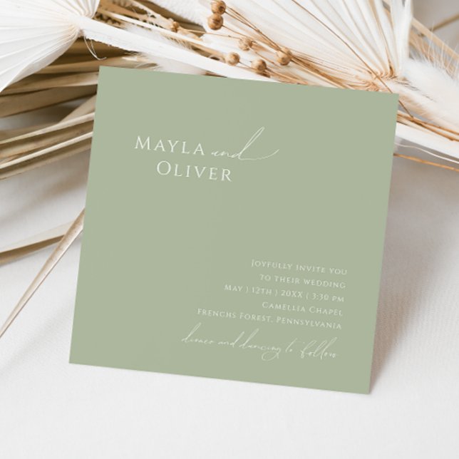 Invitation Script Whimsical | Mariage Carré Sage Green (Créateur téléchargé)
