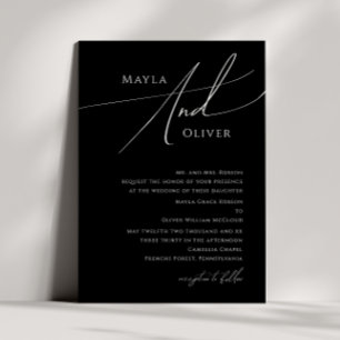 Invitation Script Whimsical   Mariage traditionnel noir