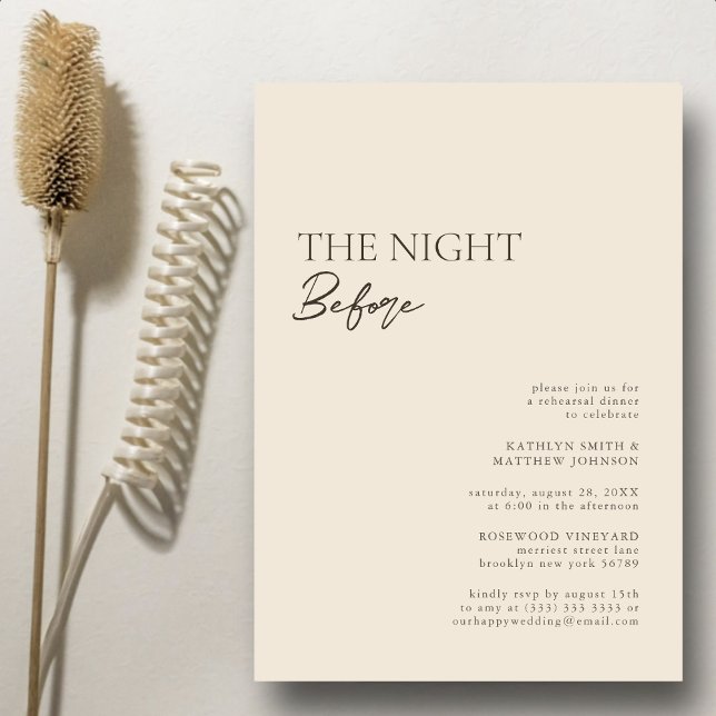 Invitation Script Whimsical Moderne Beige La Nuit Avant (Créateur téléchargé)
