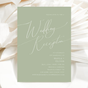 Invitation Script Whimsical   Réception De Mariage Vert Sage