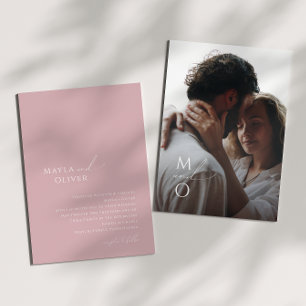 Invitation Script Whimsical   Rose Mariage photo Monogramme