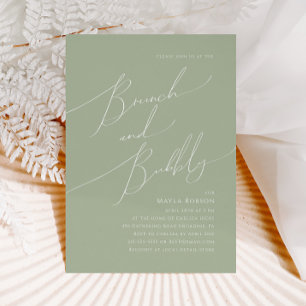 Invitation Script Whimsical   Sage Green Brunch et Bubbly