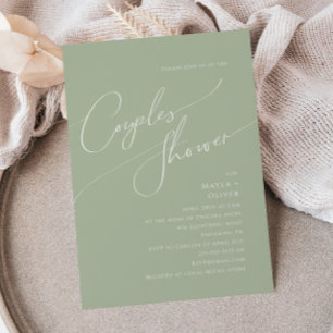 Invitation Script Whimsical Sage Green Couples Douche