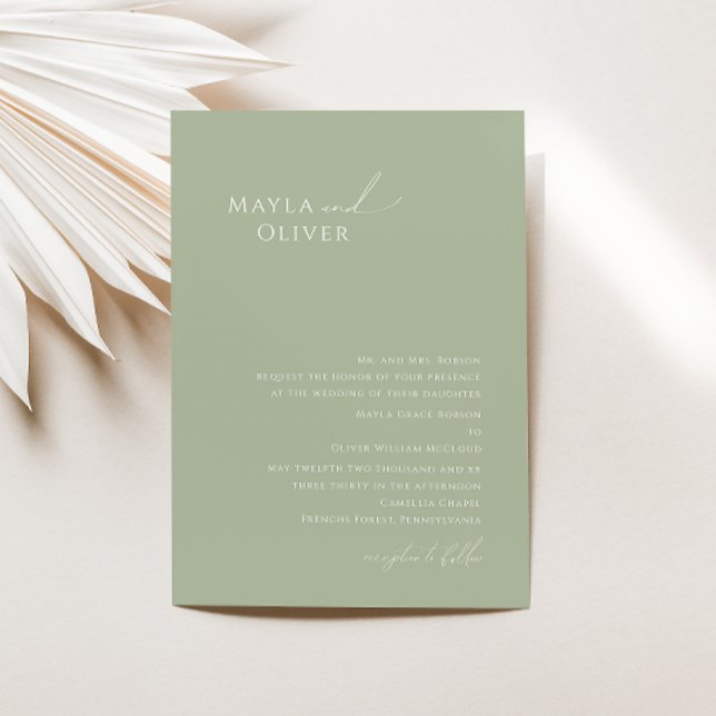 Invitation Script Whimsical | Sage Green Mariage traditionnel (Créateur téléchargé)