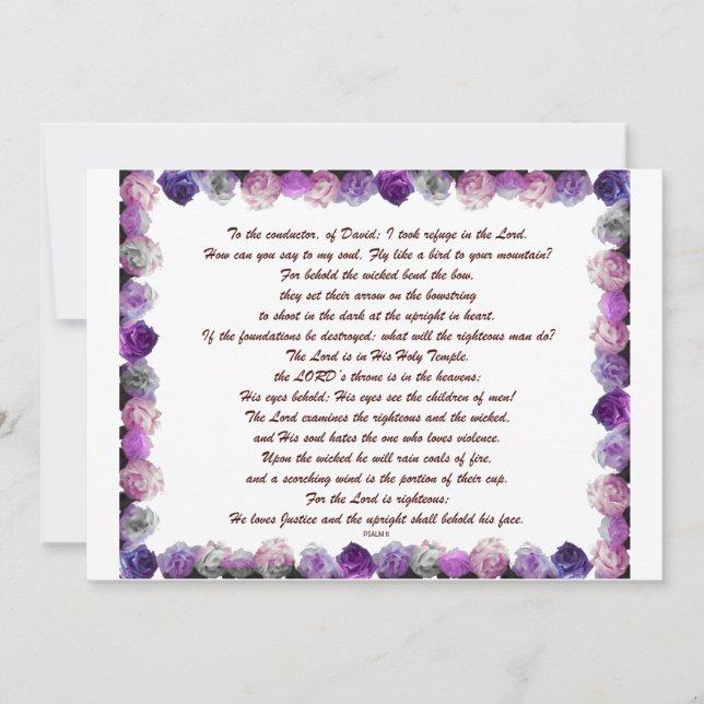 Invitation Scripture, Psaume 11, Purple Roses (Devant)