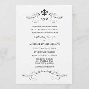 Invitation Scroll Fleur de Lis Wedding décoratif (or)