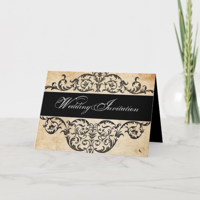 Invitation Scrolls pays rustique ouest saloon mariage (Devant)