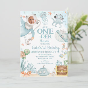 Invitation Scuba Blue Diver Oneder Mer 1er anniversaire