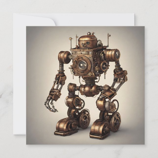 Invitation Sculpture de robot Steampunk en bronze (Devant)