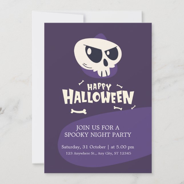 Invitation Sculs Et Os Éffrayant Halloween Costume Party (Devant)