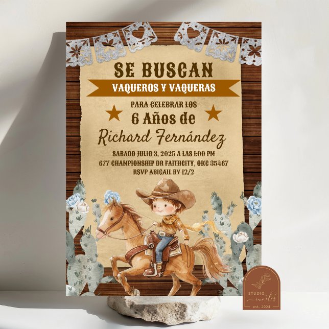 Invitation Se Buscan Recherché Mexicain Cowboy Anniversaire (Créateur téléchargé)