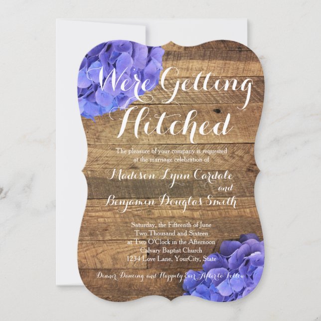 Invitation Se faire hisser Barn Wood Hydragea Mariage (Devant)