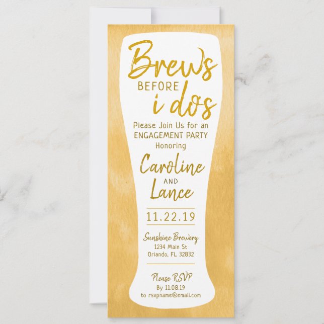 Invitation Se lève avant la fête d'engagement de I Do (Devant)