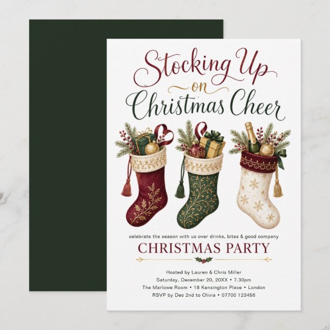 Invitation Se ravitailler en joie de Noël (Devant / Derrière)