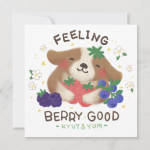 Invitation Se sentir très bien : Chien mignon avec des baies