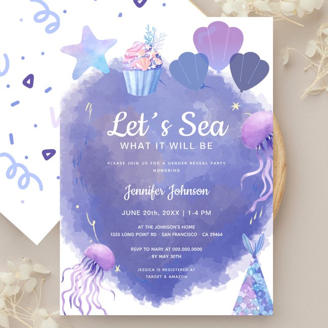 Invitation Sea Gender Reveal Ocean Gender Reveal Party (Créateur téléchargé)