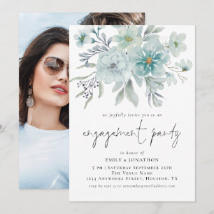 Invitation Sea Mist Turquoise Florals