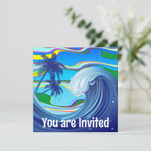 Invitation Sea Ocean Big Wave Water porte - clé double face