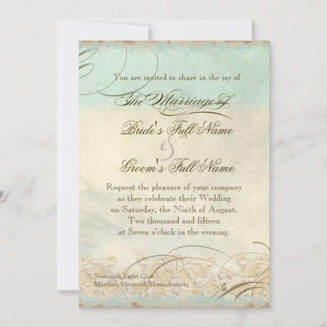 Invitation Sea Turtle Modern Coastal Ocean Beach Swirls (Devant)