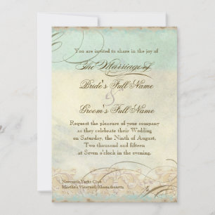 Invitation Sea Turtle Modern Coastal Ocean Beach Swirls