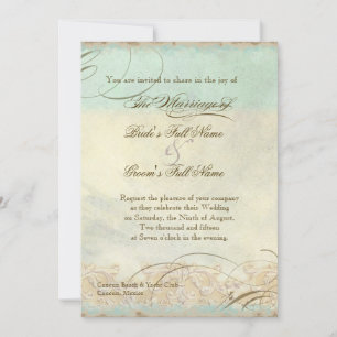 Invitation Sea Turtle Modern Coastal Ocean Beach Swirls