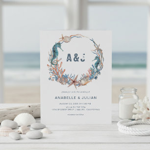 Invitation Sea Wreath Rustic Beach Mariage