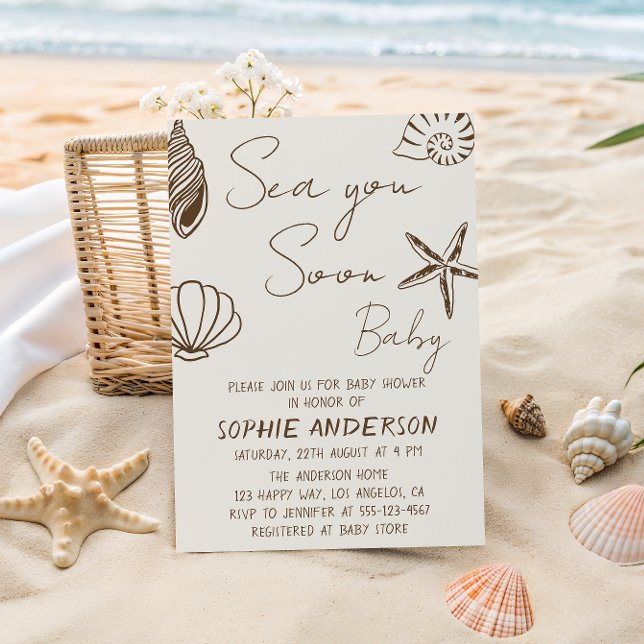 Invitation Sea You Soon Baby Boho Coastal Baby Shower  (Créateur téléchargé)