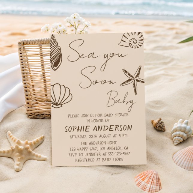 Invitation Sea You Soon Baby Boho Coastal Baby Shower  (Créateur téléchargé)