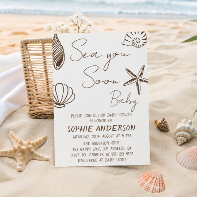 Invitation Sea You Soon Baby Boho Coastal Baby Shower  (Créateur téléchargé)