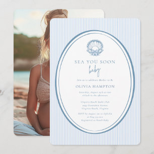 Invitation Sea You Soon Baby Coastal Blue Photo Baby Shower