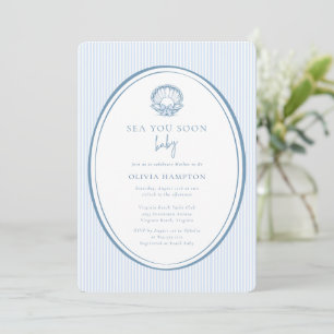 Invitation Sea You Soon Baby Coastal Blue Photo Baby Shower