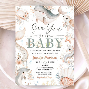 Invitation Sea You Soon Baby Shower Bohème Fille de l'Océan 