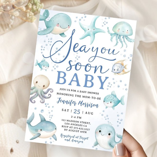 Invitation Sea You Soon Baby Shower Boy Ocean (Créateur téléchargé)