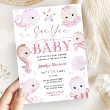 Sea You Soon Baby Shower Fille Océan Animaux