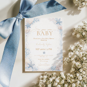 Invitation Sea You Soon Baby Shower Garçon Océan Bleu